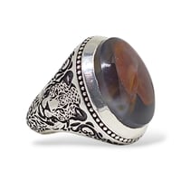 خاتم عقيق كبدي مزعفر