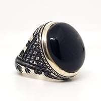 خاتم عقيق اسود صياغة يدوية