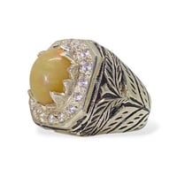 خاتم اوبال اثيوبي مرصع بالزركون