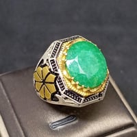 خاتم زمرد طبيعي بشهادة