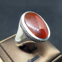 خاتم عقيق يماني كرزي طبيعي