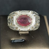 خاتم ياقوت طبيعي مرصع زركون