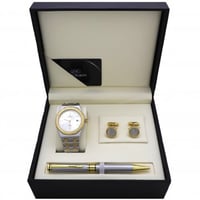 طقم هدية يحتوي على ساعة من لويس مارتن للرجال باللو...