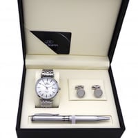 طقم هدية يحتوي على ساعة من لويس مارتن للرجال