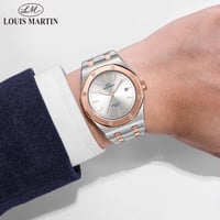 ساعة رجاليه من لويس مارتن اللون النحاسي والفضي