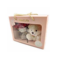 هدية باقة ورد مع دبدوب عشوائية