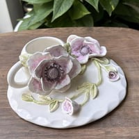 كوب وصحن الورده فخار