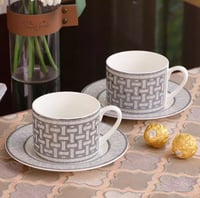 طقم هيرمز عدد 2 أكواب وعدد 2 من الصحون الفاخرة من...