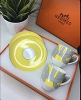 طقم هيرمز عدد 2 أكواب وعدد 2 من الصحون الفاخرة من...