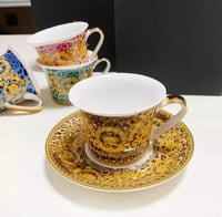 كوب قهوة بورسلين عالي الجودة استايل اوربي بنقشة فر...