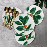 طقم صحون هيرمز مكون من 4 صحون و 4 ملاعق