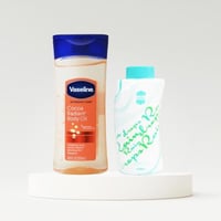 مجموعة بودرة أجمل + جل فازلين زيت الكاكاو - رين در...