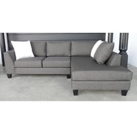 كنبة زاوية خشب سويدي وكتان - رمادي