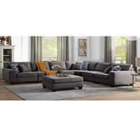 كنبة زاوية خشب سويدي وخيش - رمادي