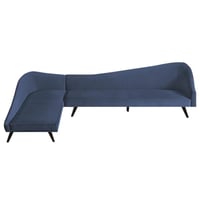 كنبة زاوية مخمل وخشب سويدى - أزرق