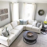 كنبة زاوية خشب ام دي اف وكتان - أبيض