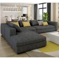 كنبة زاوية خشب سويدي و كتان - رمادي