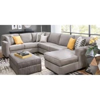 كنبة دائرية خشب سويدي و كتان - رمادي