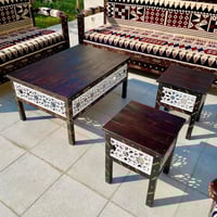 طقم جلسات خارجية ثراثية مع طاولتين خدمة وغطاء حماي...