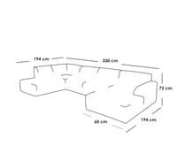 كنبة زاوية 330×194×60×72 سم - رمادي - ICO.SO.106