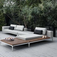 كنبة زاوية حديد و خشب نمساوي و خيش كتان - رمادى وب...