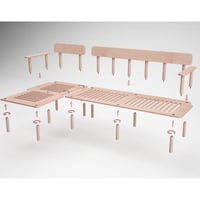 كنبة ركنة خشب طبيعي و كتان - بني