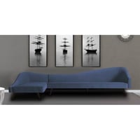 كنبة زاوية مخمل وخشب سويدى - أزرق