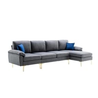 كنبة زاوية - خشب سويدي - رمادي - 320×150×95×85 سم