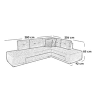 كنبة ركنة خشب طبيعي و كتان - رمادي