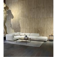 كنبة زاوية خشب سويدي وكتان