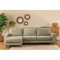 كنبة زاوية خشب سويدي وقطيفة - أخضر