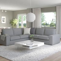 كنبة زاوية كتان و سويدي - رمادي