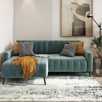 كنبة زاوية خشب سويدي و شمواه - ازرق