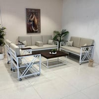 طقم جلسات خارجية حديد بعجلات