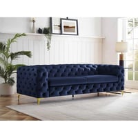 كنبة ثلاث مقاعد سويدي ومخمل - أزرق