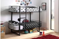 سرير بطابقين - أسود