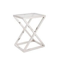 طاولة جانبية حديد وزجاج فضى