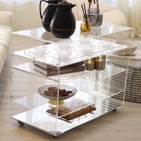 عربة ضيافة مودرن (شفافة بقاعدة فضي مرايا)