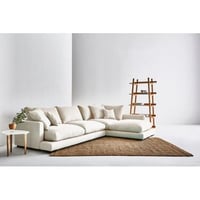 كنبة زاوية كتان وخشب سويدي