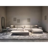 كنبة زاوية خشب سويدي وكتان - بيج