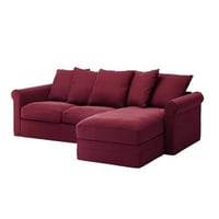 كنبة زاوية خشب سويدي و مخمل - أحمر