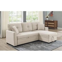 كنبة زاوية - خشب سويدي - بيج - 320×150×95×85 سم