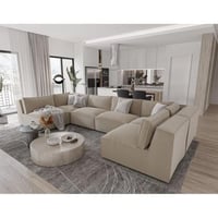 كنبة زاوية خشب سويدي و كتان - بيج