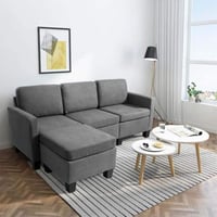 كنبة زاوية - خشب سويدي - رمادي - 320×150×95×85 سم