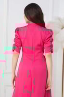 فستان بتصميم لف برباط لون فوشي