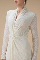 فستان سكري طويل بقصة ملتفة