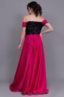 فستان سهره ترتر مكشوف الاكتاف لون فوشي