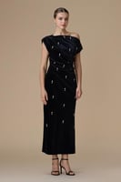 فستان اسود ماكسي اوف شولدر