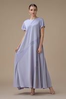 جلابية طويلة موف فاتح فاتح بقصة واسعة