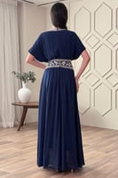 جلابية شيفون مزينة بترتر لون كحلي